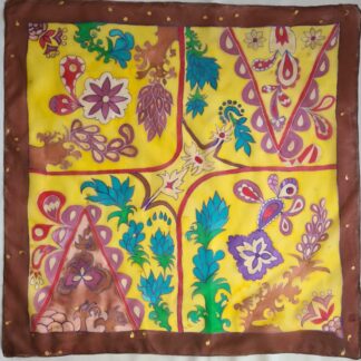 Šatka hodvábna Žltá záhrada 74x74cm